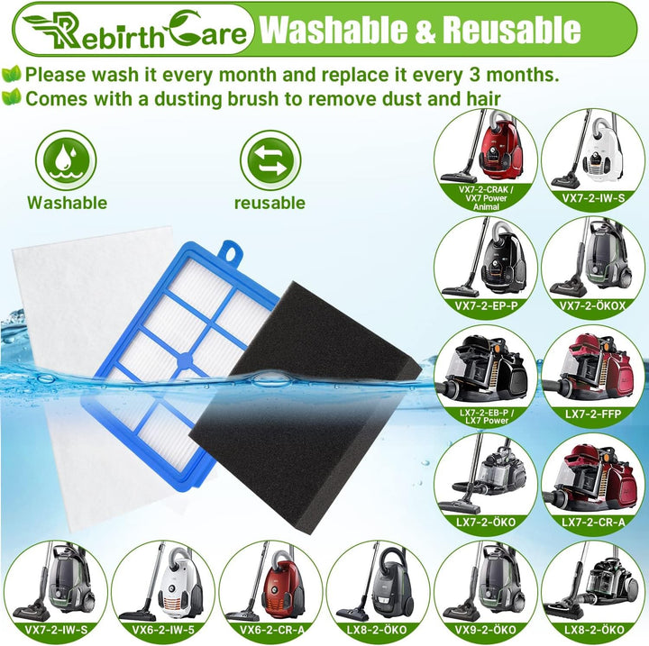 Rebirthcare filter für aeg ausk11 performance kit lx7 lx8 allergy plus filter ef129 ersatzfilter für