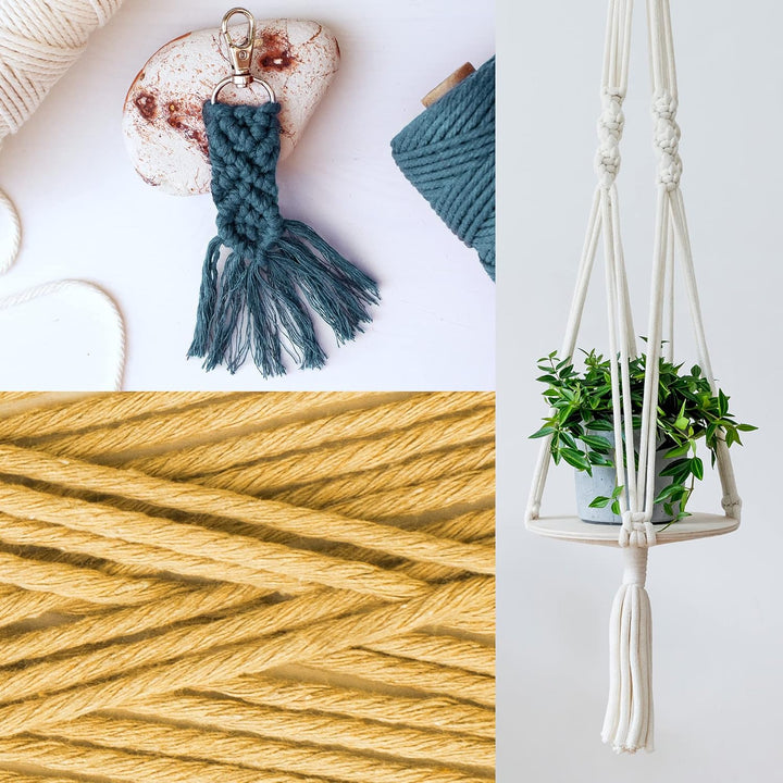 Navaris Makramee Garn 3er Set - Baumwollschnur für DIY Projekte Wandteppich Traumfänger - Natur Baum