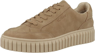 s.Oliver Damen Sneaker flach zum Schnüren Plateau 36 EU Camel, 36 EU Camel