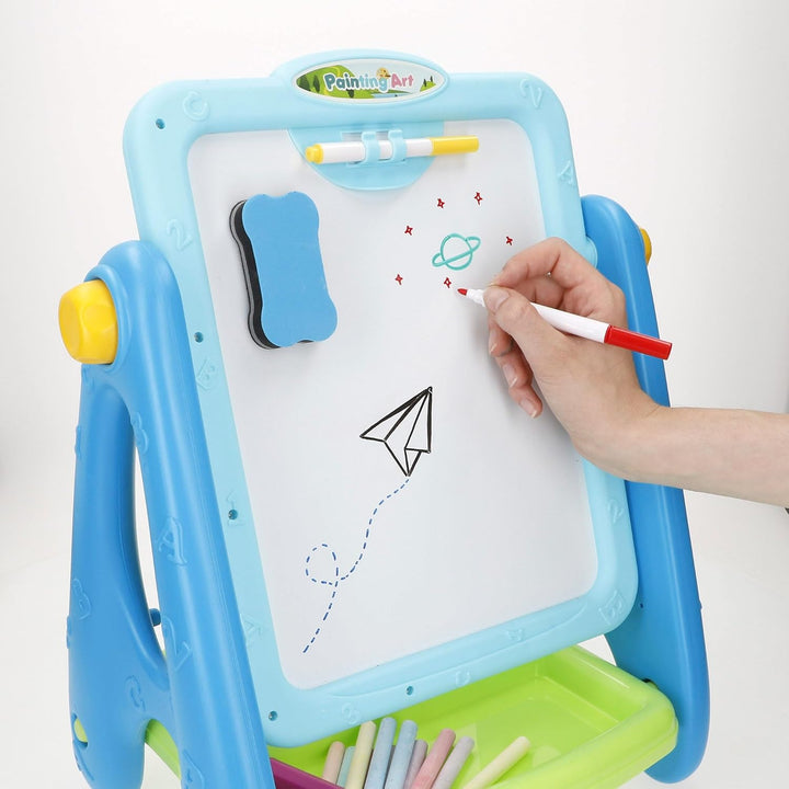 ColorBaby 47987 Good Idea Magnettafel für Kinder, 2-in-1, 36 x 26 x 42 cm, Kreide, Marker, Buchstabe