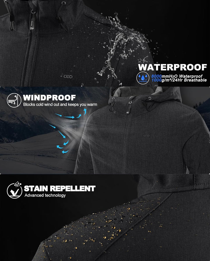 33,000ft Jacke Herren Wasserdichte Atmungsaktiv Softshelljacke - Übergangsjacke Winddichte Regenjack