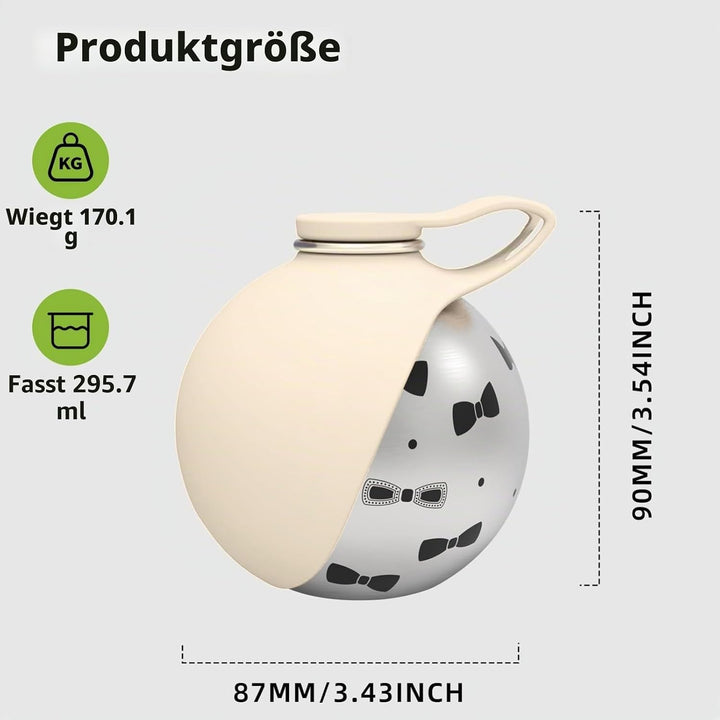 Trinkflasche Hunde für Unterwegs, 285ML Edelstahl Hundetrinkflasche mit Silikonnapf, Auslaufsichere