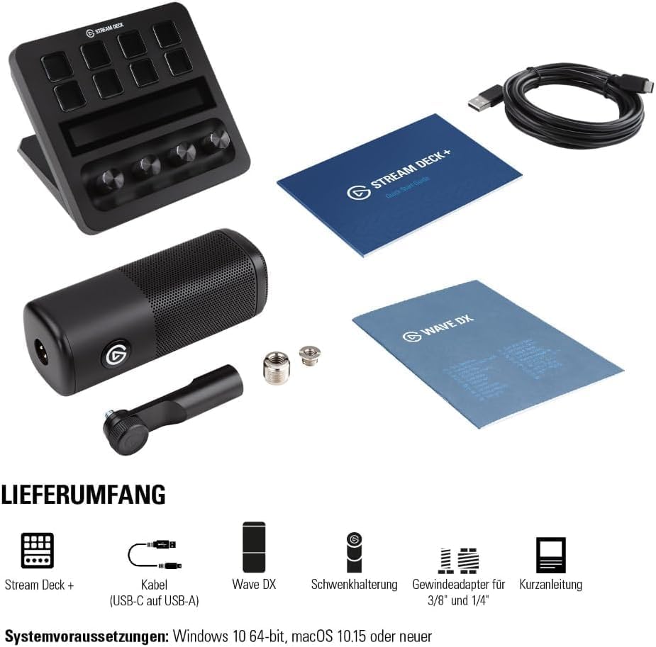 Elgato Audiomixing-Bundle - Audiomixer, Studio-Controller, Dynamisches XLR-Mikro für Podcasting, Str