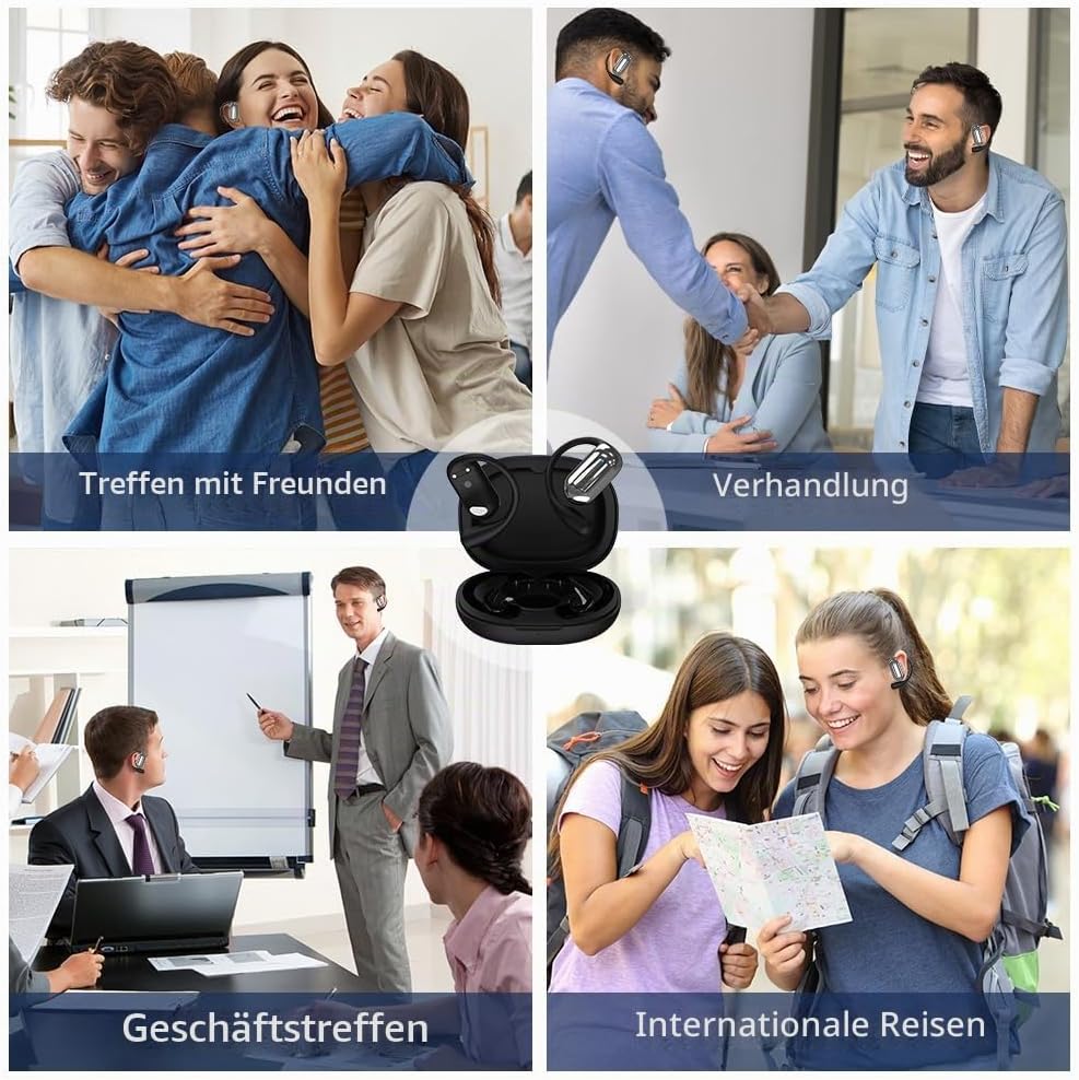 Echtzeit Übersetzungskopfhörer, AI Übersetzer Kopfhörer 144 Sprachen, Translation Earbuds Bluetooth