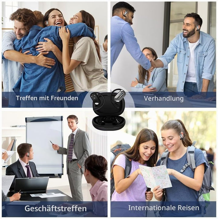 Echtzeit Übersetzungskopfhörer, AI Übersetzer Kopfhörer 144 Sprachen, Translation Earbuds Bluetooth