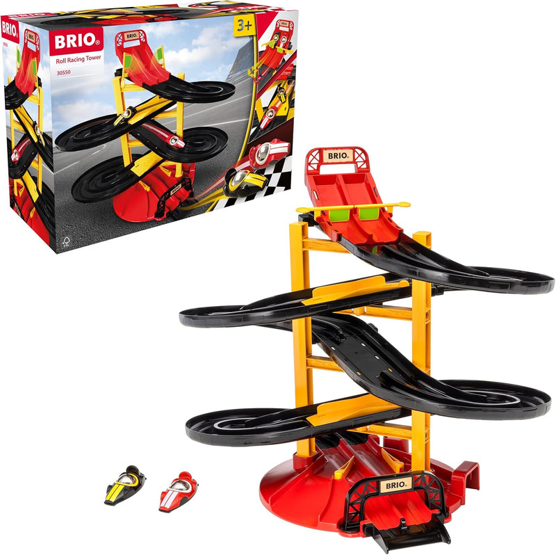 BRIO 30550 - Rennbahn-Turm mit Zwei Rennwagen - Rennwagen-Spielzeugset für Kinder ab 3 Jahren, Spiel