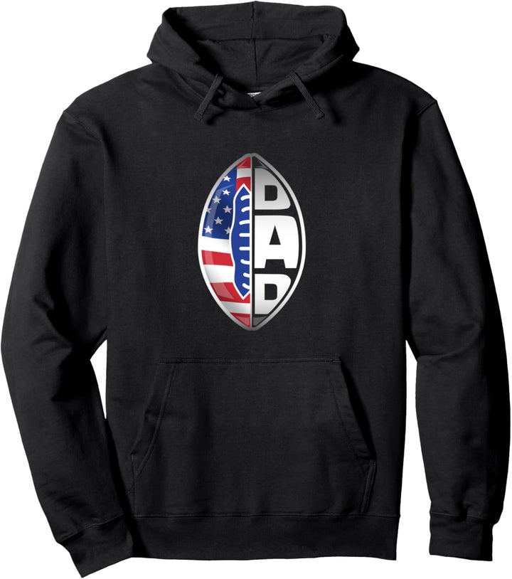 American Football With American Flag Football Dad Pullover Hoodie