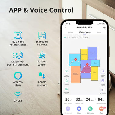 360 Botslab S8 Plus Staubsauger Roboter mit Absaugstation 4L, 2700Pa Saugroboter mit Wischfunktion L