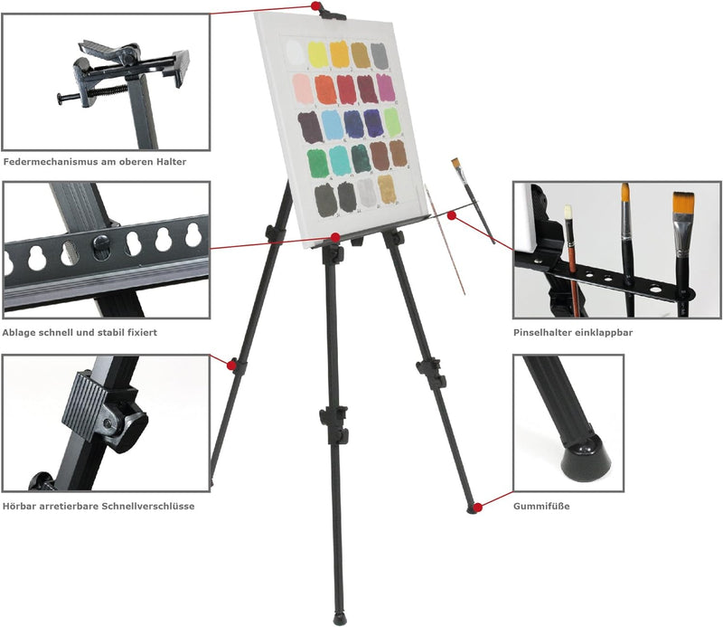 Paintersisters „RIO“ Feldstaffelei aus Aluminium, Rahmen bis 120cm hoch, Profi-Qualität vom Fachhänd