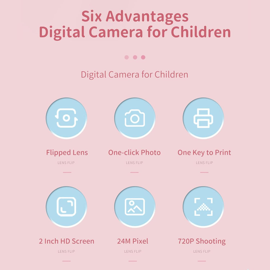 Sofortbildkamera für Kinder, Digitalkamera für Kinder, 1080P 44 MP Videokamera, Tragbarer Thermodruc