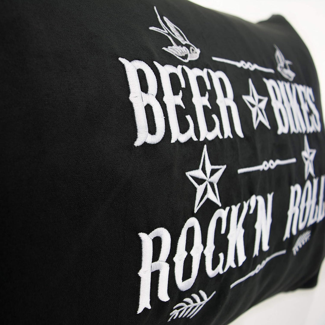 Lustiges Kissen Beer, Bikes and Rock'n Roll Kissenbezug gefüllt | MC Dekokissen mit Füllung Wohnzimm