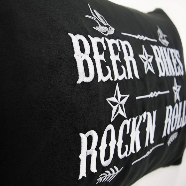 Lustiges Kissen Beer, Bikes and Rock'n Roll Kissenbezug gefüllt | MC Dekokissen mit Füllung Wohnzimm