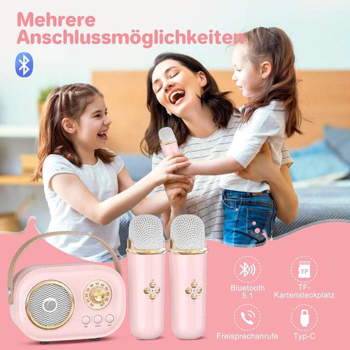 Heetipuk C20 Karaoke Machine for Kids-Pink