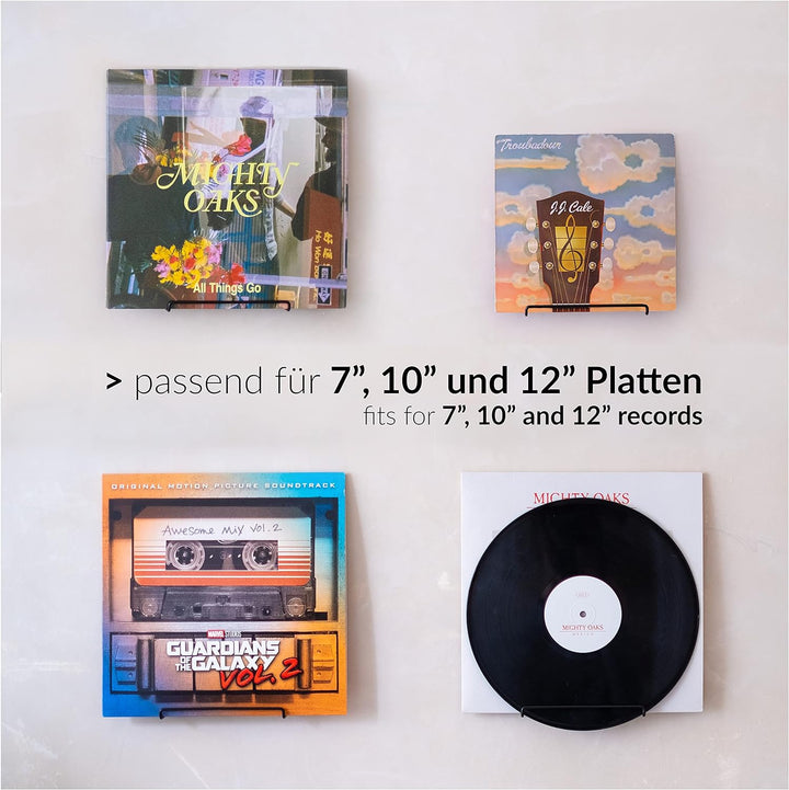 Schallplatten Wandhalterung | 4 Stück | Vinyl Aufbewahrung | Farbe Matt Schwarz Metall | Vinyl Wandh