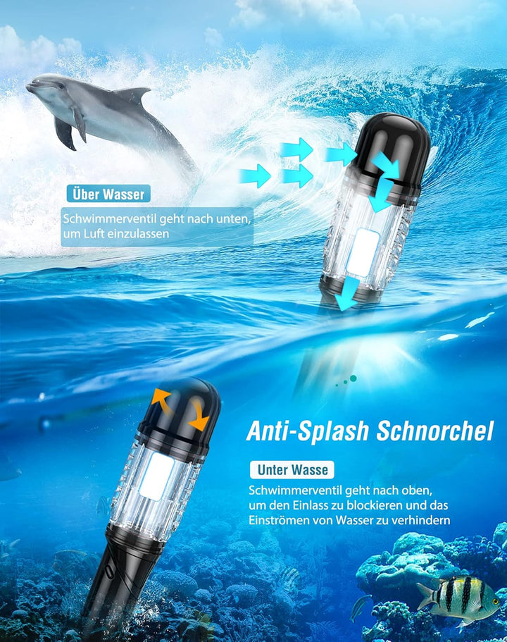 Schnorchelset Erwachsene mit Verstellbare Taucherflossen Anti-Leck &amp; Anti-Fog Taucherbrille und Dry