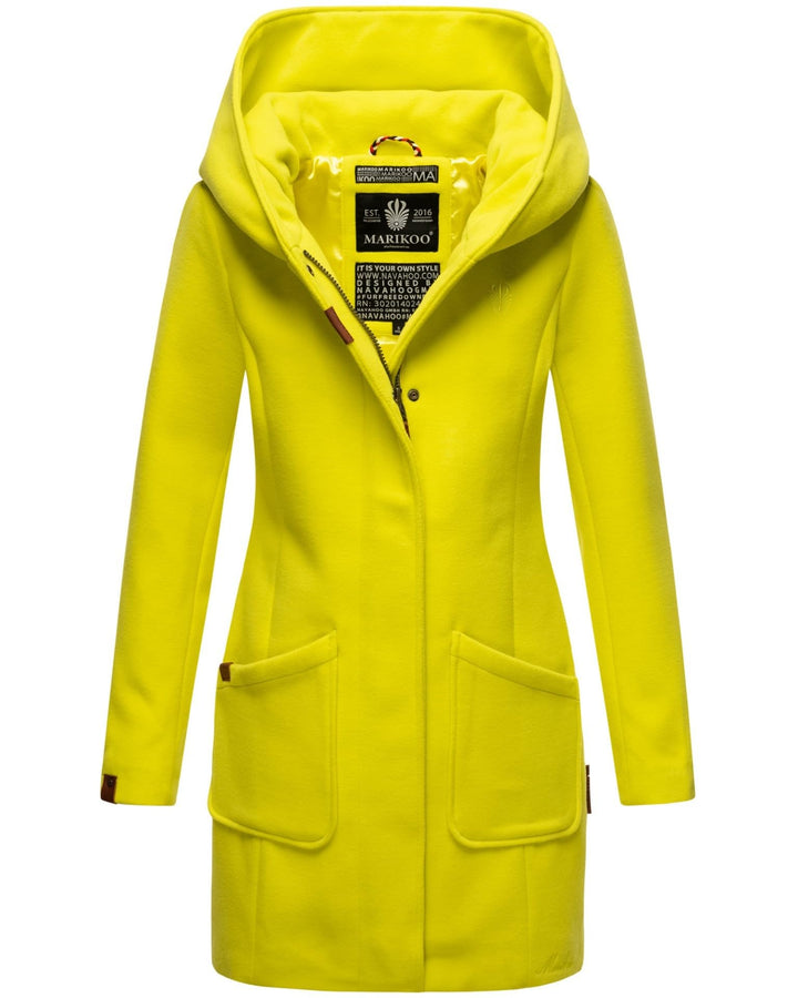 MARIKOO Damen Mantel Trenchcoat Wintermantel Übergangs Jacke Parka Lang B819 XS Lime-Green, XS Lime-