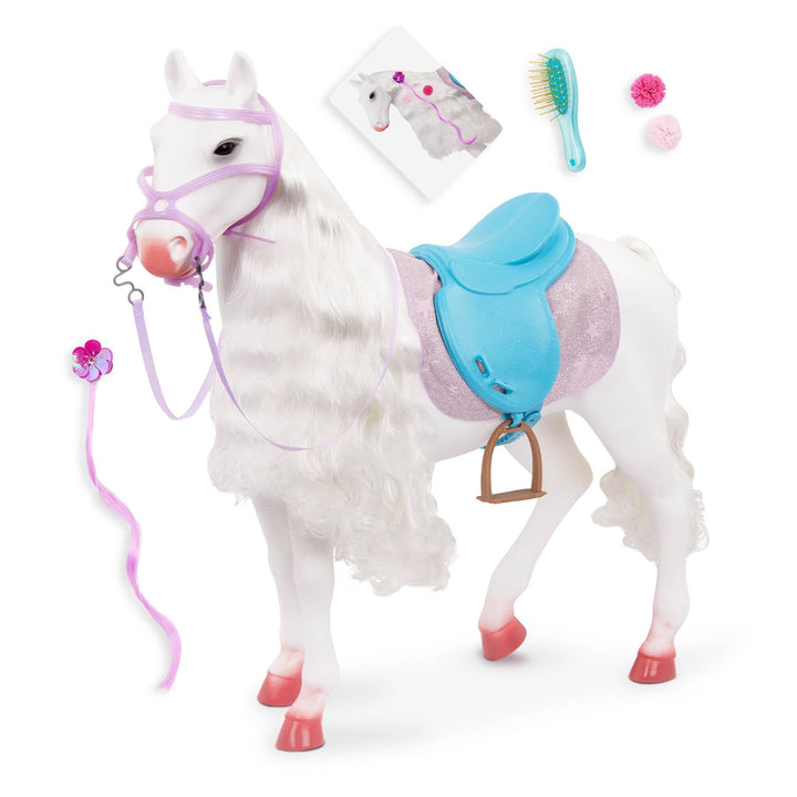 Our Generation | Pferd Camarillo Hair Play weiss mit Styling-Zubehör und Sattel | für Puppe 46 cm, C