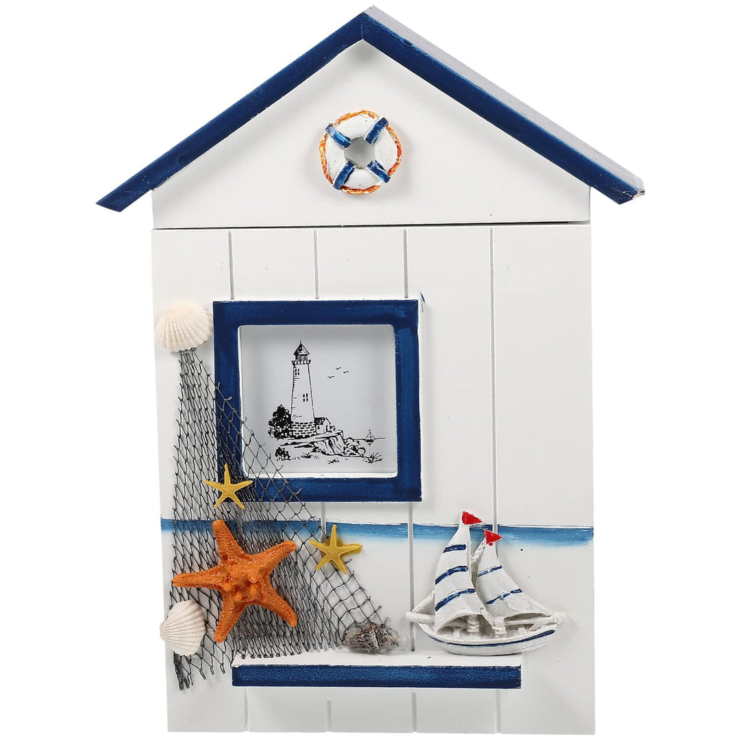 Yardwe Schlüsselkasten Holz Schlüsselschrank Mediterraner Stil Schlüsselbox Wandmontage Schlüsselhal
