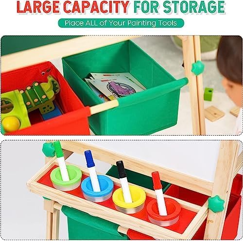 Kinder Staffelei mit Papierrolle Malen Doppelseitiges Whiteboard und Kreidetafel, Tafel Kinder mit Z