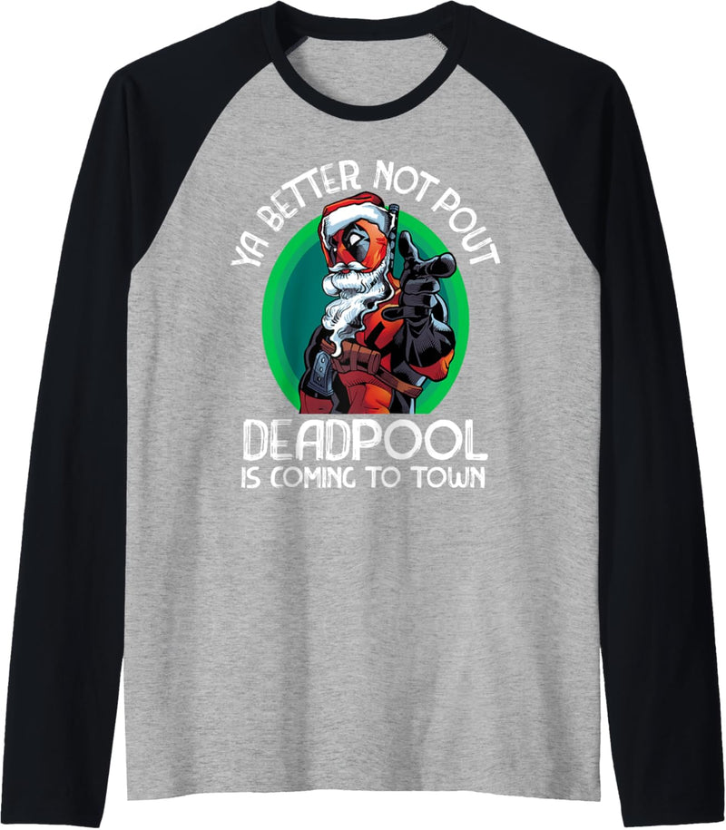 Marvel Deadpool Is Coming To Town Weihnachten Raglan