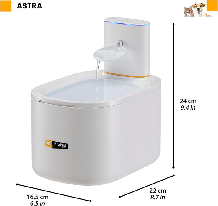Ferplast Katzenbrunnen Kabellos Astra, Trinkbrunnen für Katze, wiederaufladbarer Katzen Trinkbrunnen
