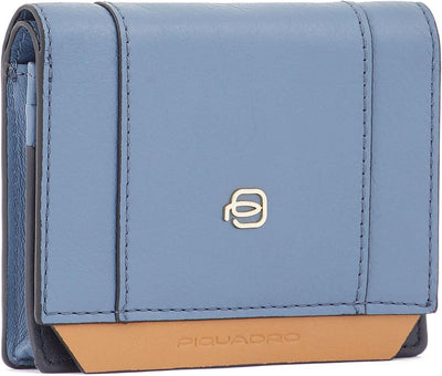 PIQUADRO Circle Women´s Bifold Wallet RFID Azzurro/Cuoio