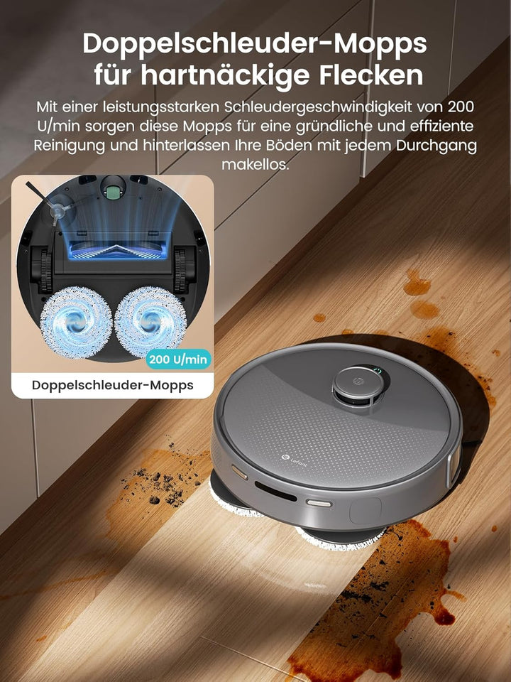 LEFANT M3 Saugroboter mit Wischfunktion,12000 Pa Saugkraft,Automatisches Andocken,Vermeiden von Hind