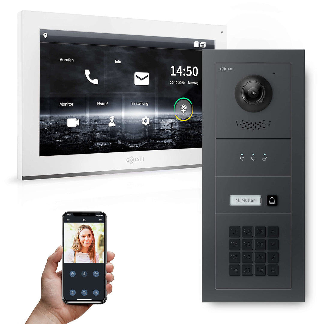 Goliath Hybrid | IP | Full-HD Video Türsprechanlage | App | 1-Fam | 1 x Full-Touchscreen 10" | Alumi