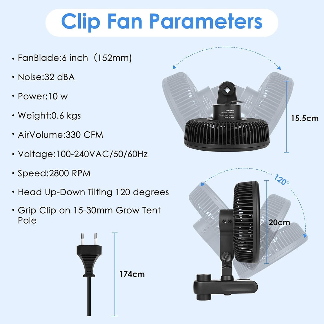 Clip Grow Ventilator mit Clip 6 Zoll