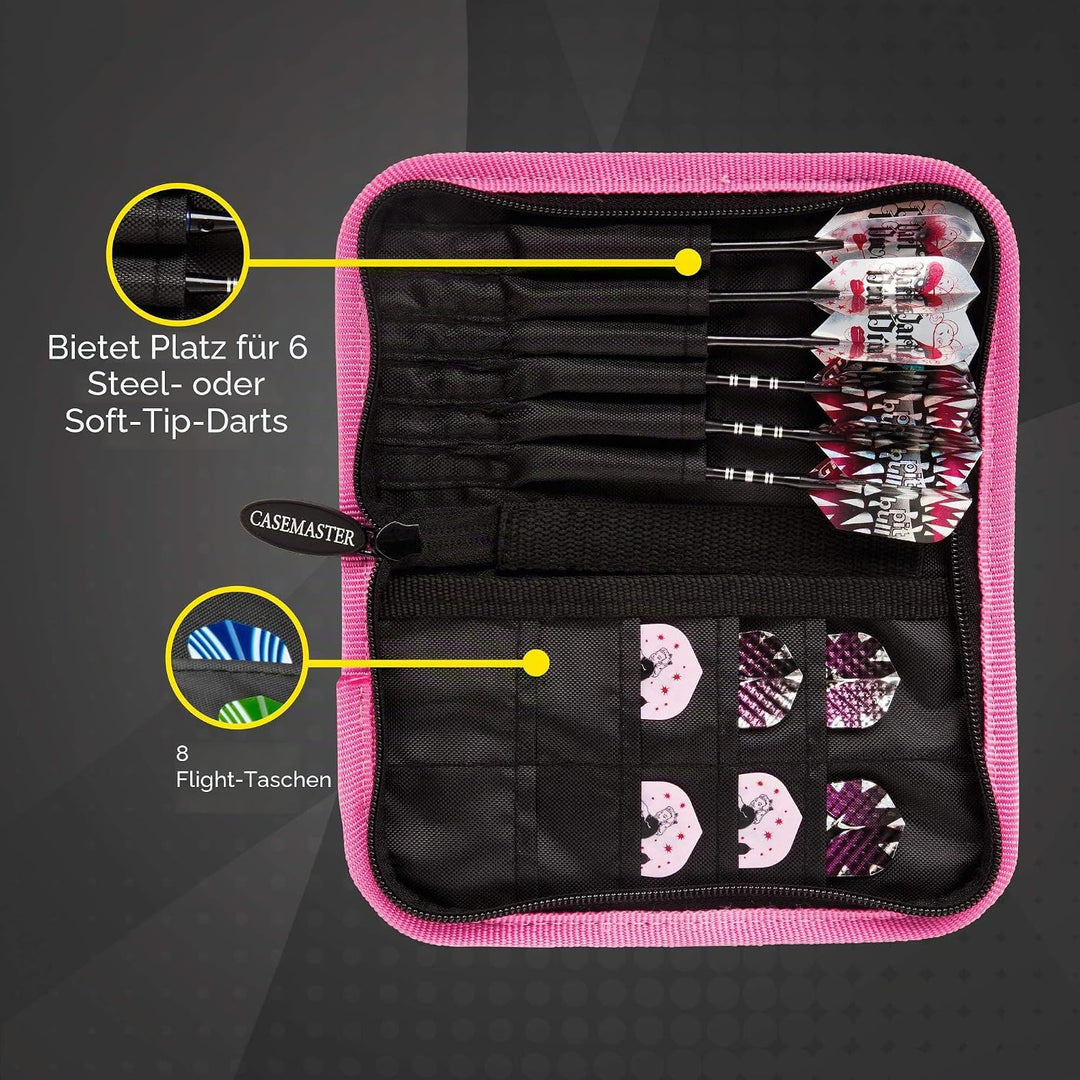 Casemaster Deluxe Aufbewahrungstasche für 6 Darts, Nylon Pink, Pink