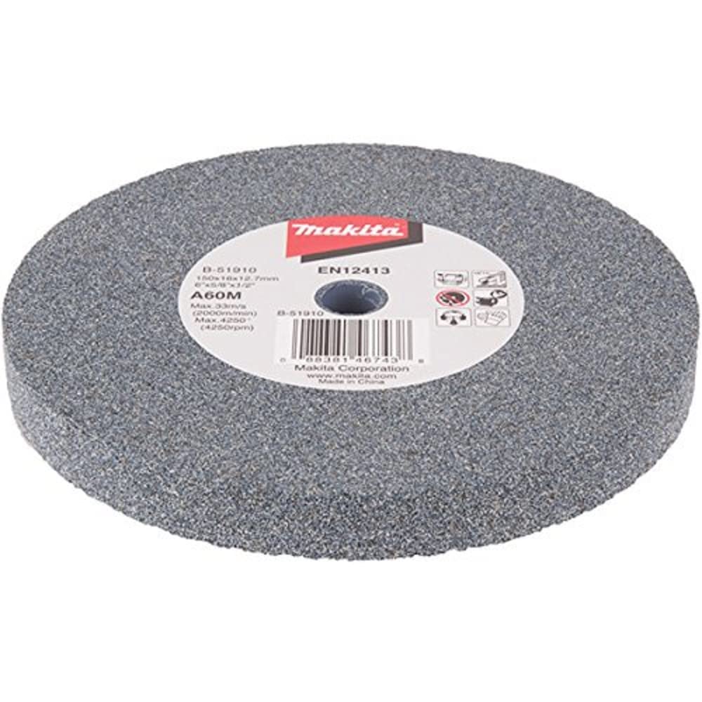 Makita B-51910 Schleifstein A60M 150 x 16 x 12,7 mm, 1 Stück, für die Bearbeitung von Stahl, A60M, E