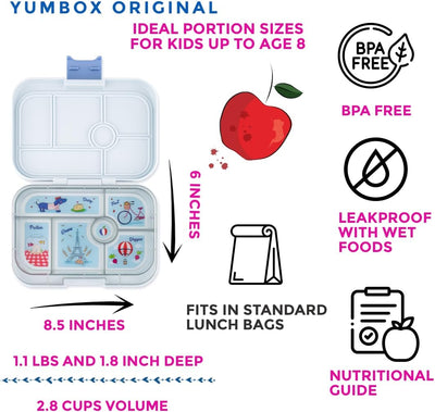 yumbox Original auslaufsichere Bento-Lunchbox für Kinder (Hazy Gray (Paris-Tablett) Hazy Grey (Paris