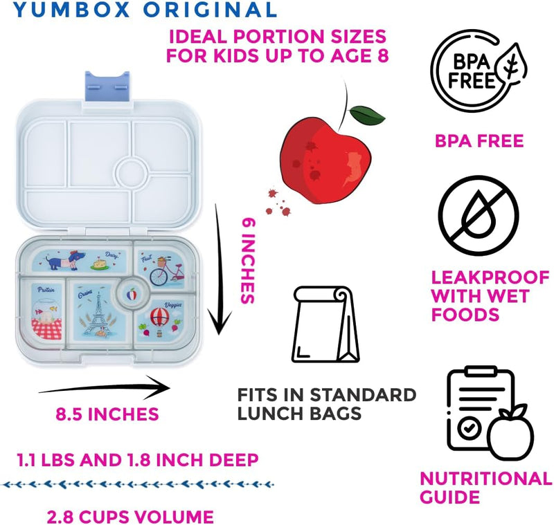 yumbox Original auslaufsichere Bento-Lunchbox für Kinder (Hazy Gray (Paris-Tablett) Hazy Grey (Paris