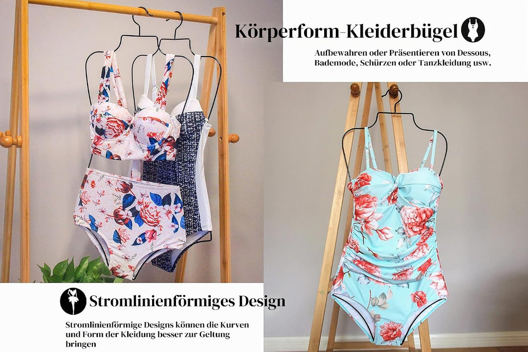 SYNHOZZ Schwarz Draht Körperform Display Kleiderbügel Dessous Kleiderbügel (Schwarz) 10er Pack Metal