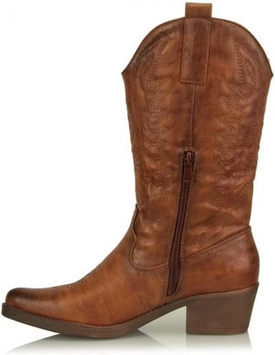 Procity Damen Cowboy Stiefel Westernstiefel für Damen mit dem Blockabsatz 39 EU Camel, 39 EU Camel