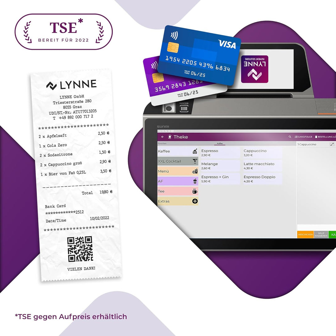 Registrierkasse TSE ready - Kassensystem mit Kartenterminal (POS) und Bondrucker - Kasse mit Kartenz