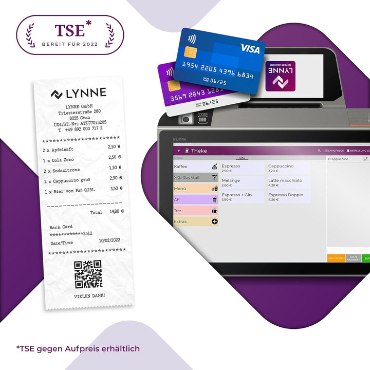 Registrierkasse TSE ready - Kassensystem mit Kartenterminal (POS) und Bondrucker - Kasse mit Kartenz