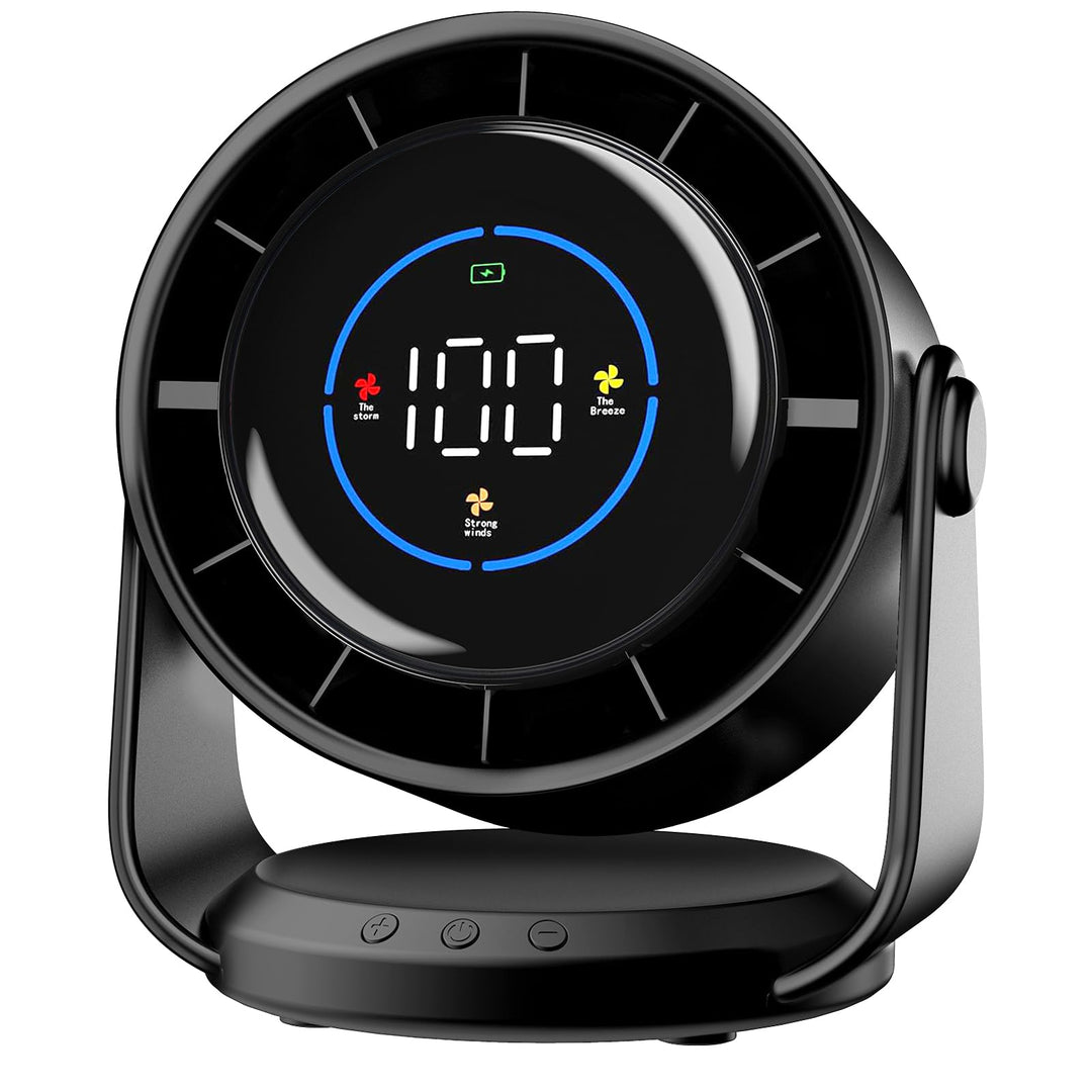 Tischventilator, USB Ventilator mit 100 Geschwindigkeitsstufen 105° Schwenkfunktion LED Display mit