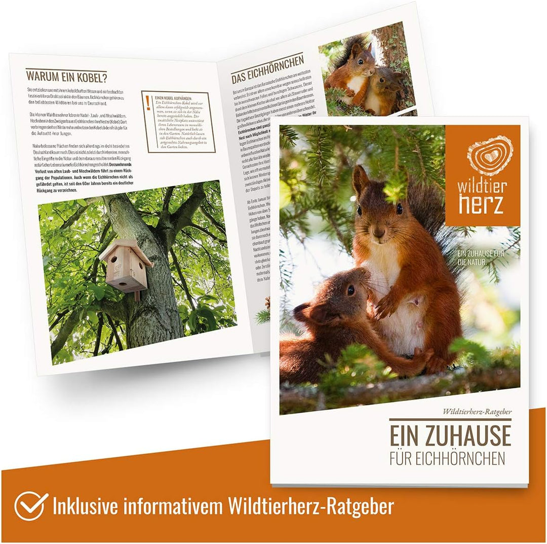 wildtier herz I Eichhörnchen Kobel – Nest für Eichhörnchen aus verschraubtem Massiv-Holz, Eichhörnch