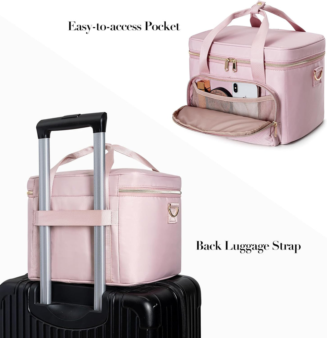 Makeup Tasche Reisetasche mit 2 einzelnen Kosmetiktaschen, grosser Makeup Organizer für Frauen, Rosa