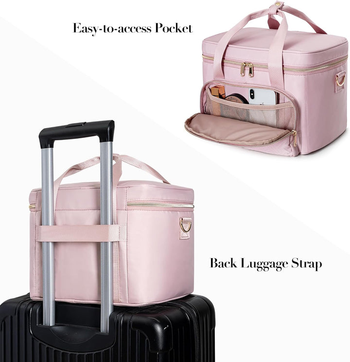 Makeup Tasche Reisetasche mit 2 einzelnen Kosmetiktaschen, grosser Makeup Organizer für Frauen, Rosa