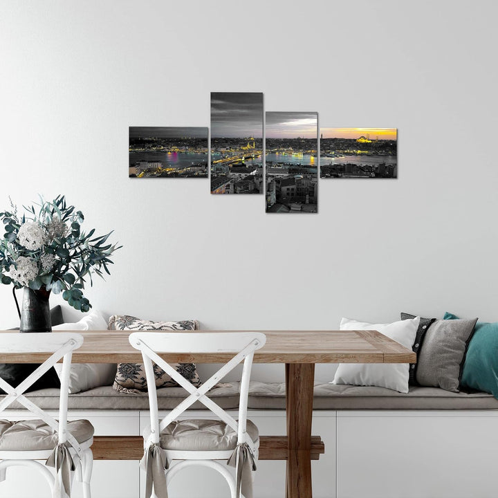 Runa Art Bild Modern Istanbul Türkei - Made in Germany - Wandbilder Stadt Skyline Schwarz 4 Teilig 6