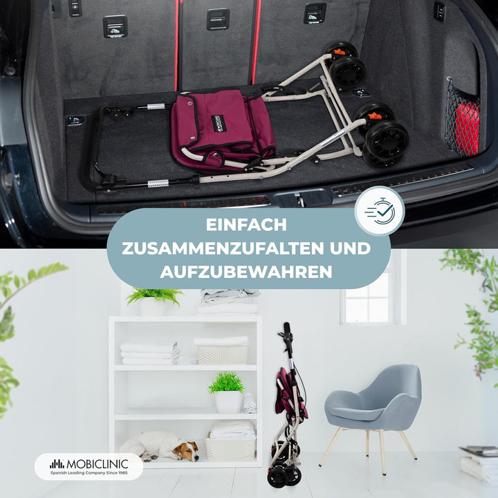 Mobiclinic®, Rollator, Mit grosser einkaufstasche und sitz, 21 l, Faltbar leicht, Einkaufswagen, Dop