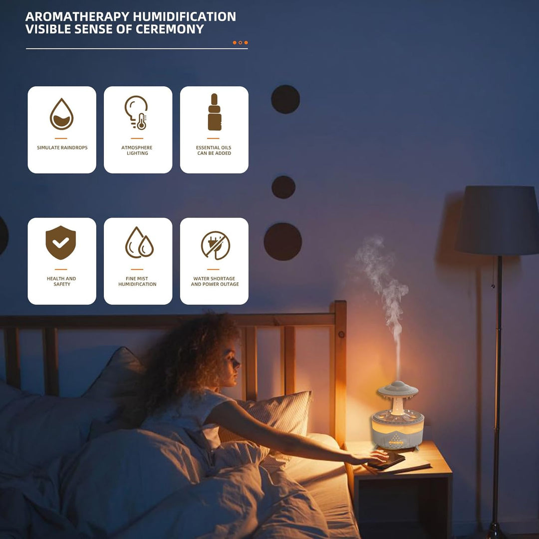 Regenwolken Luftbefeuchter und Diffusor,Luftbefeuchter mit Fernbedienung,7 Farben LED Aromatherapie
