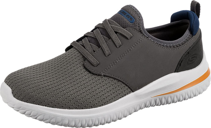 Skechers Herren Delson 3.0 Mooney Runde Zehenpartie, Bungee-Schnür-Slipper 44 EU Gray Knitted Mesh,