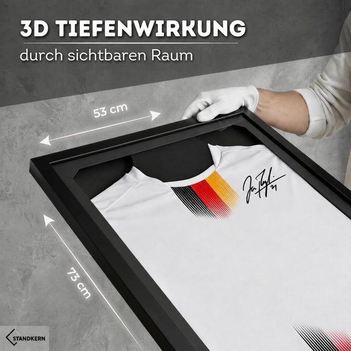 3D Trikotrahmen Fussball - Bilderrahmen für Trikot mit faltenfreier Fixierung - Trikot Bilderrahmen