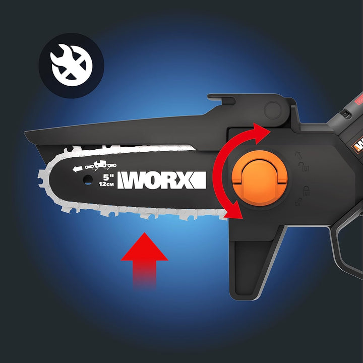 WORX WG325E NITRO Profi Mini Akku-Kettensäge 20V - Einhand Ast-Säge - starker Brushless Motor - 12cm