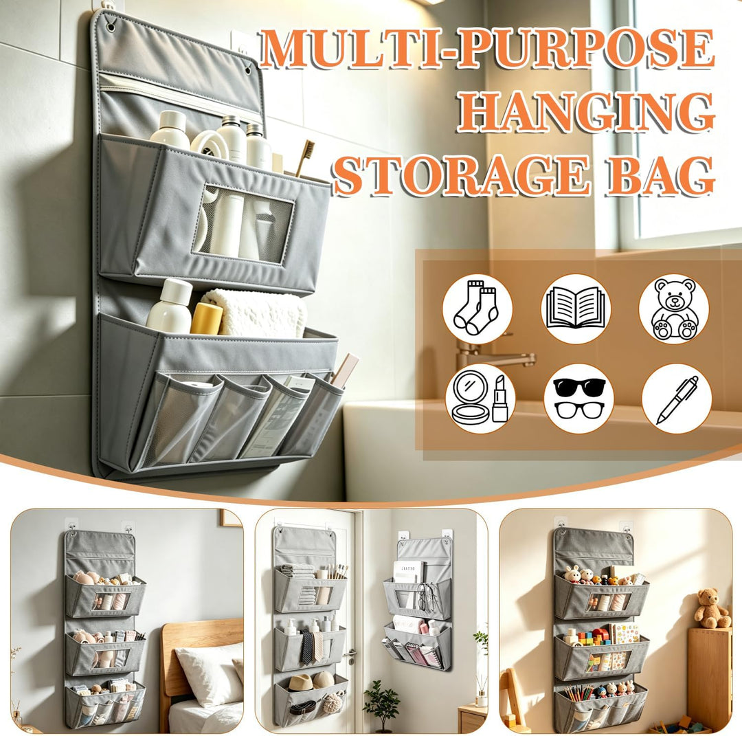 Tür Organizer Hängend Ohne Bohren 2 Stück Grau für Türhinterseit Wand | Wandorganizer, Klebehaken, H