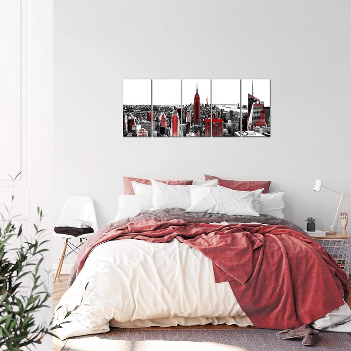 Runa Art Bild New York city Wandbilder auf Vlies Leinwand 5 Teilig Wanddekoration Wohnzimmer Büro 00