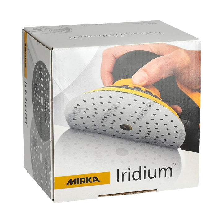 Mirka Iridium Premium-Schleifpapier Ø 125mm Klett 89-Loch, Korn 120, 100 Stk/Zum Schleifen von Lack,